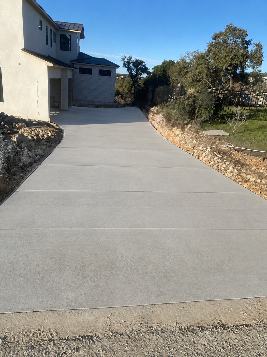 Finished concrete driveway after the pour